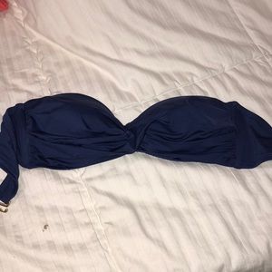 Navy blue strapless bathing suit top